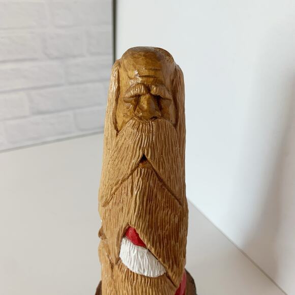 Santa Gnome Elf 2 Man Wood Hand Carved Figure W Dawydenko Minnesota Folk Art - Picture 2 of 9